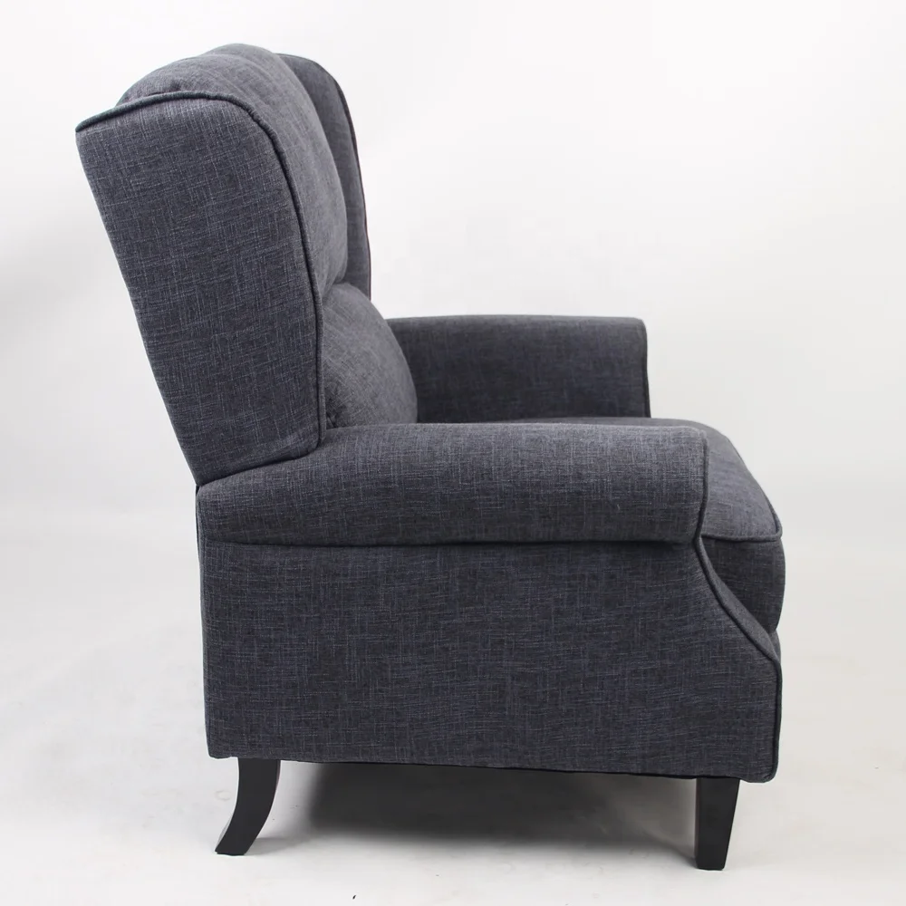 Small Single Tufted Wingback Fabric Covered Push Back Armchair, High Back Accent Upholstered Recliner Sofa