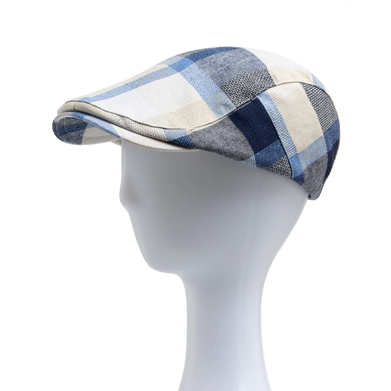 Boina a cuadros multicolor para hombre y mujer, sombrero plano con visera para el sol, boinas Vintage a la moda, gorras de vendedor de periódicos