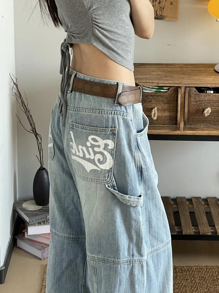 

Loose High Waist Wide Leg Jeans Women's Light Colored American Sle Knife Jeans Casual Wear Comfortable Loose Fit