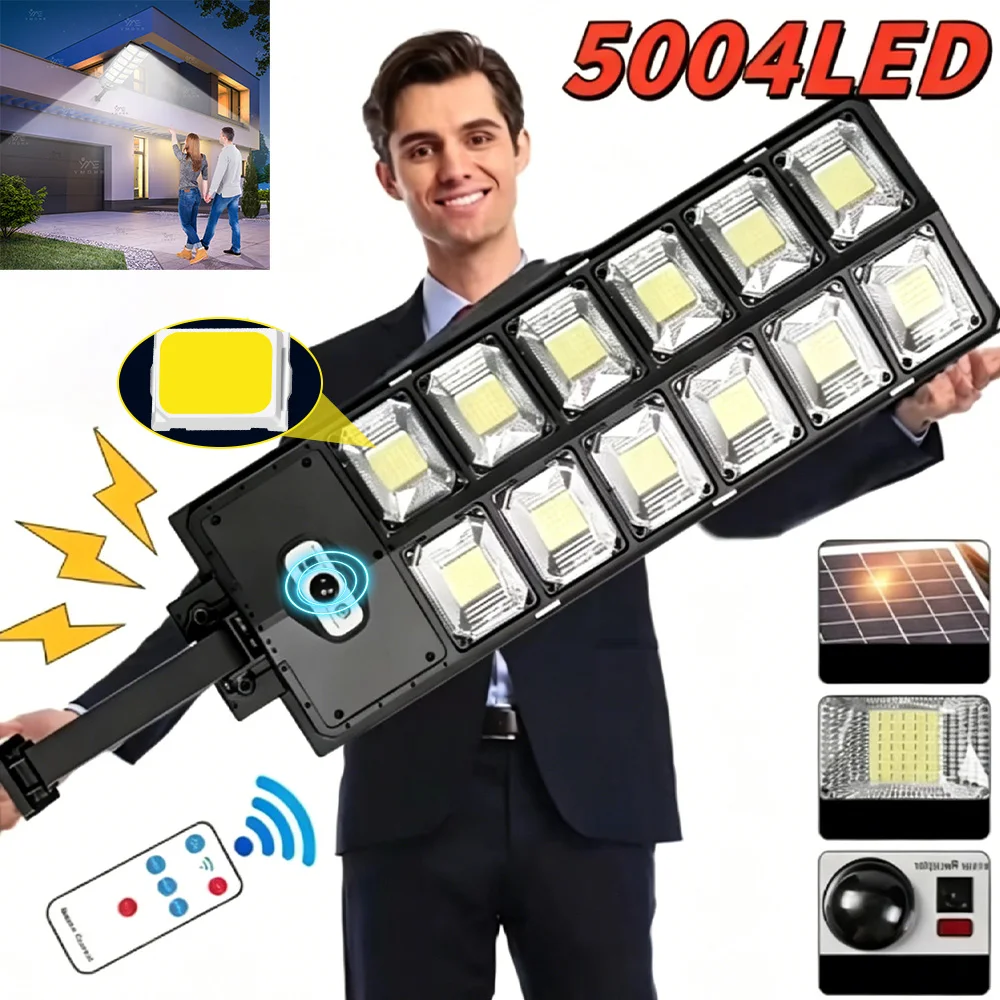 

5004 LED Solar Lights Outdoor IP68 Waterproof LED Solar Light with Motion Sensor Solar Powered Wall Lamp Garden Yard Street Lamp