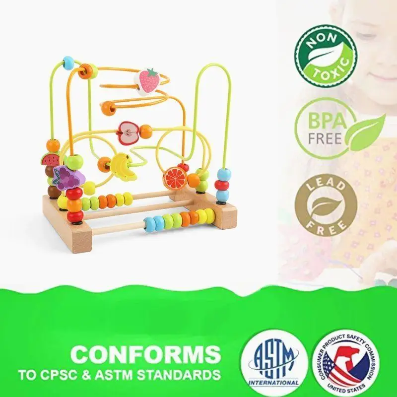 

F19F Kids Wooden Beads Toy for Boys/Girls Counting Game Mini Cube Birthday Gifts