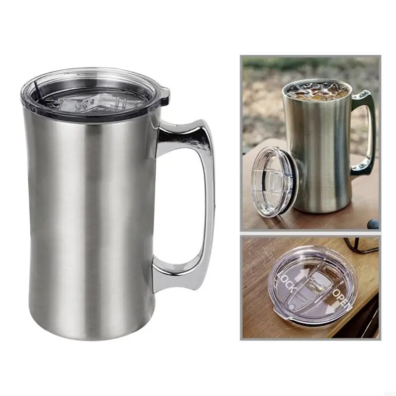 

Silver Nonrust Steel Beer Tumblers Vacuum Thermal Mugs With Seal Cover For Outdoor Travel Holiday Gift