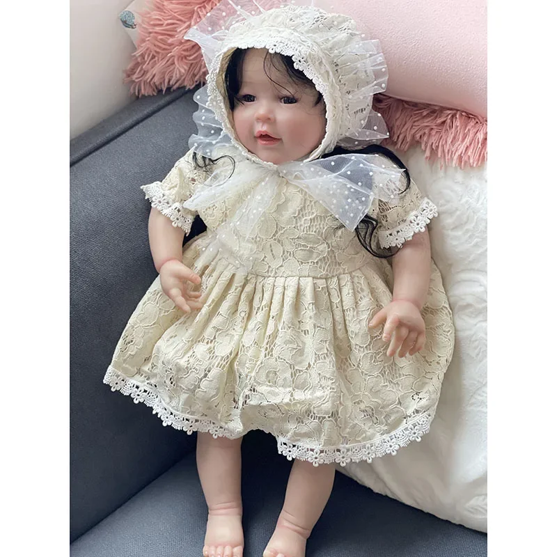 

60CM Reborn Baby Doll Princess Girl Meilien with Rooted Hair with Many Details Veins Lifelike 3D Skin Paint Juguetes Para Niños