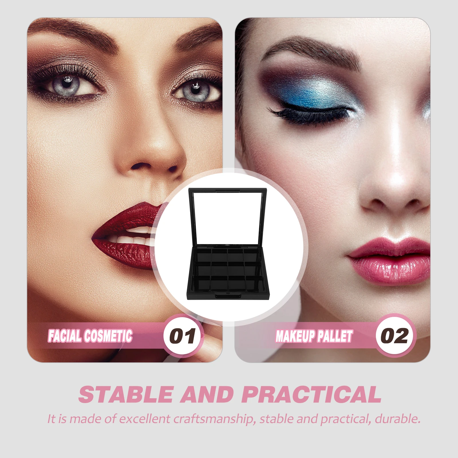 

1pc Grids Black Empty Empty Eyeshadow Container Eyeshadow Dish Vintage Travel Makeup Container Box For Women DIY Charm