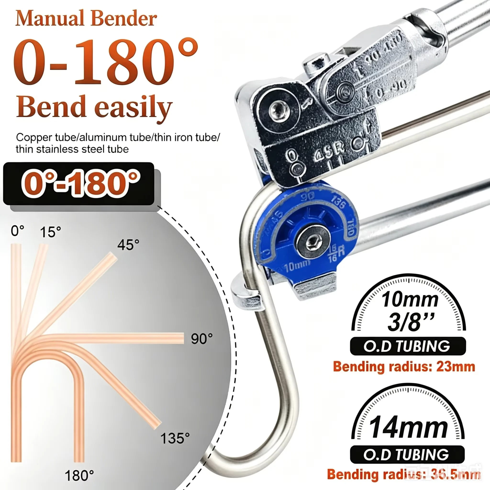180 ° Heavy Duty Pipe Bender 10mm14mm Strong Iron Pipe Labor-saving Bend