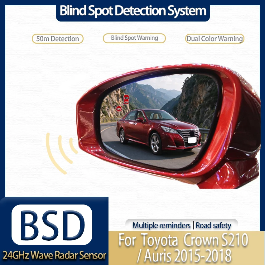 BSD Blind Spot Detection Warning Light Alert, 24GHz BSM RCTA for Toyota Crown S210 2015-2018/Auris 2016