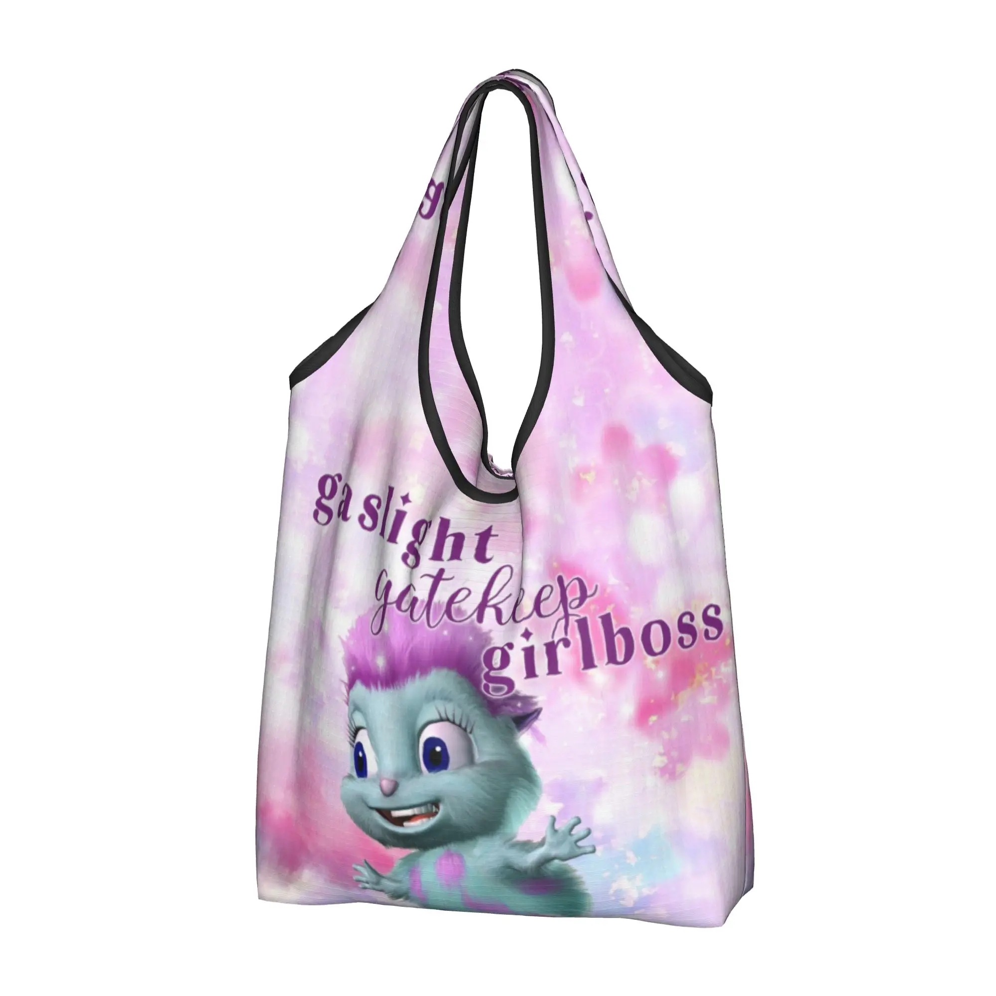Custom Bibble Beliefs Happiness Shopping Bags Women Portable Large Capacity Grocery Cartoon Shopper Tote Bags