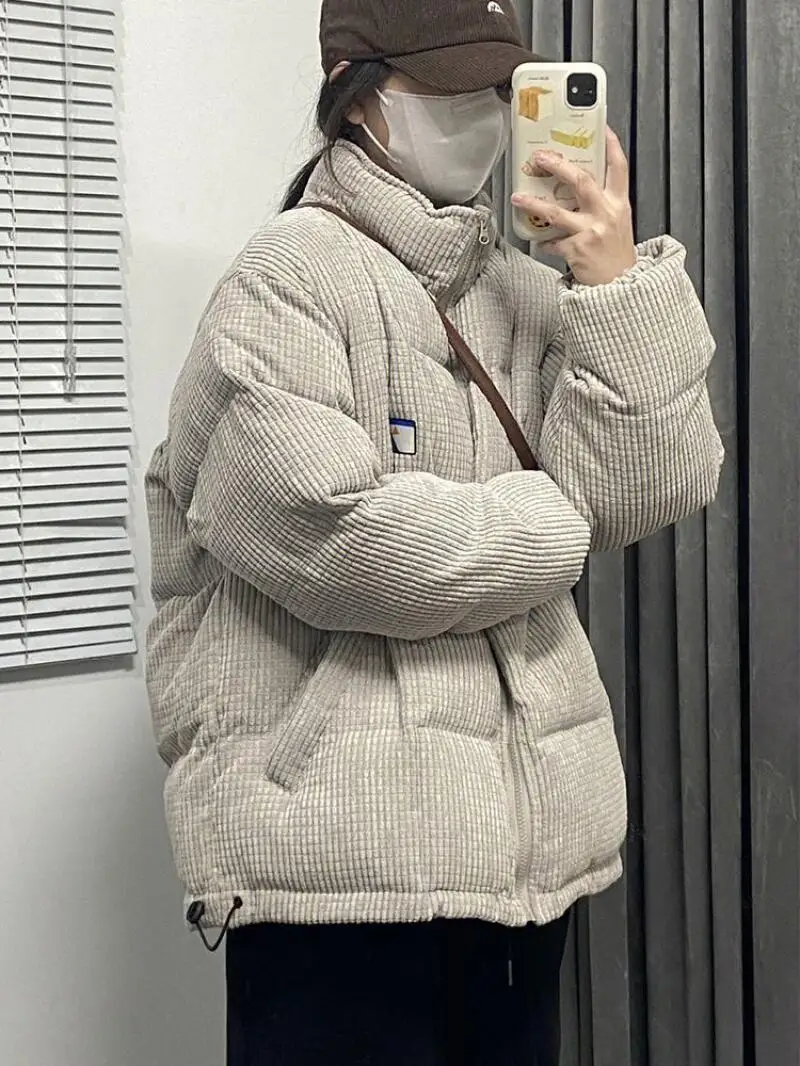 

Women's Coat winter autumn Jacket Outerwear Warm Fleece Lined Quilted Thick Korean Stand Collar Coat