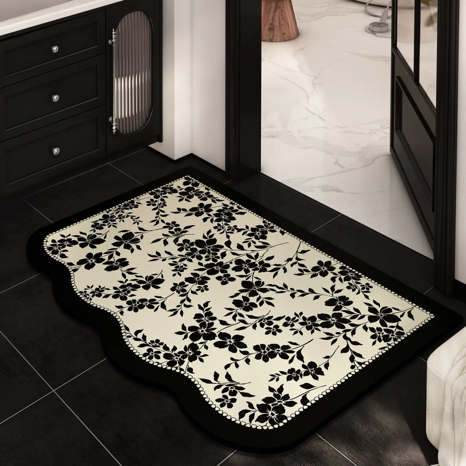 French Style Bathroom Floor Mat Diatomaceous Earth Absorbent Quick Drying Carpet Shower Room Bedroom Door Non Slip Foot Mat