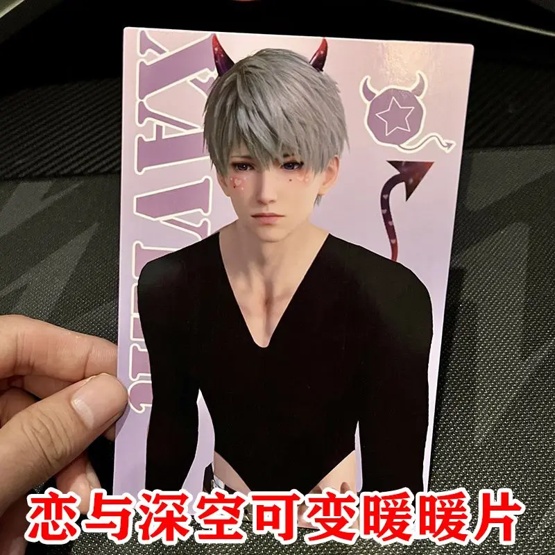 Anime Love and Deepspace Sylus Xavier Zayne Rafayel Cosplay Cartoon Temperature Sensor Card Change Costume Illusion Postcard