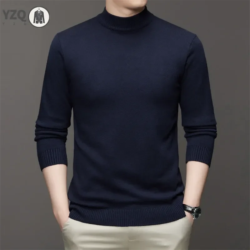 7 Colour Men\'s Half High Neck Long Sleeved Solid Color Sweater Soft, Warm and Comfortable Top with a Base