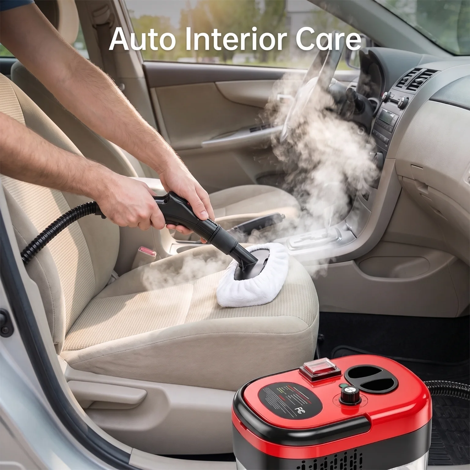 Portable High Temperature Steam Cleaner Multi-purpose Handheld Steam Cleaning Machine 3 Gear Adjustable Steam Washer for Car Interior Kitchen Bathroom Window Sofa with Multiple Attachments