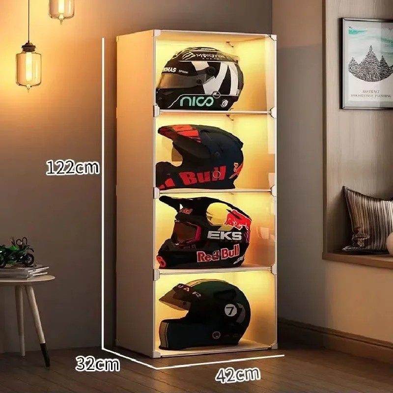 Helmet Closet Rack Storage Box Showcase Modern minimalist Home Motorcycle Hat Removable Transparent Display Shelf Cabinet