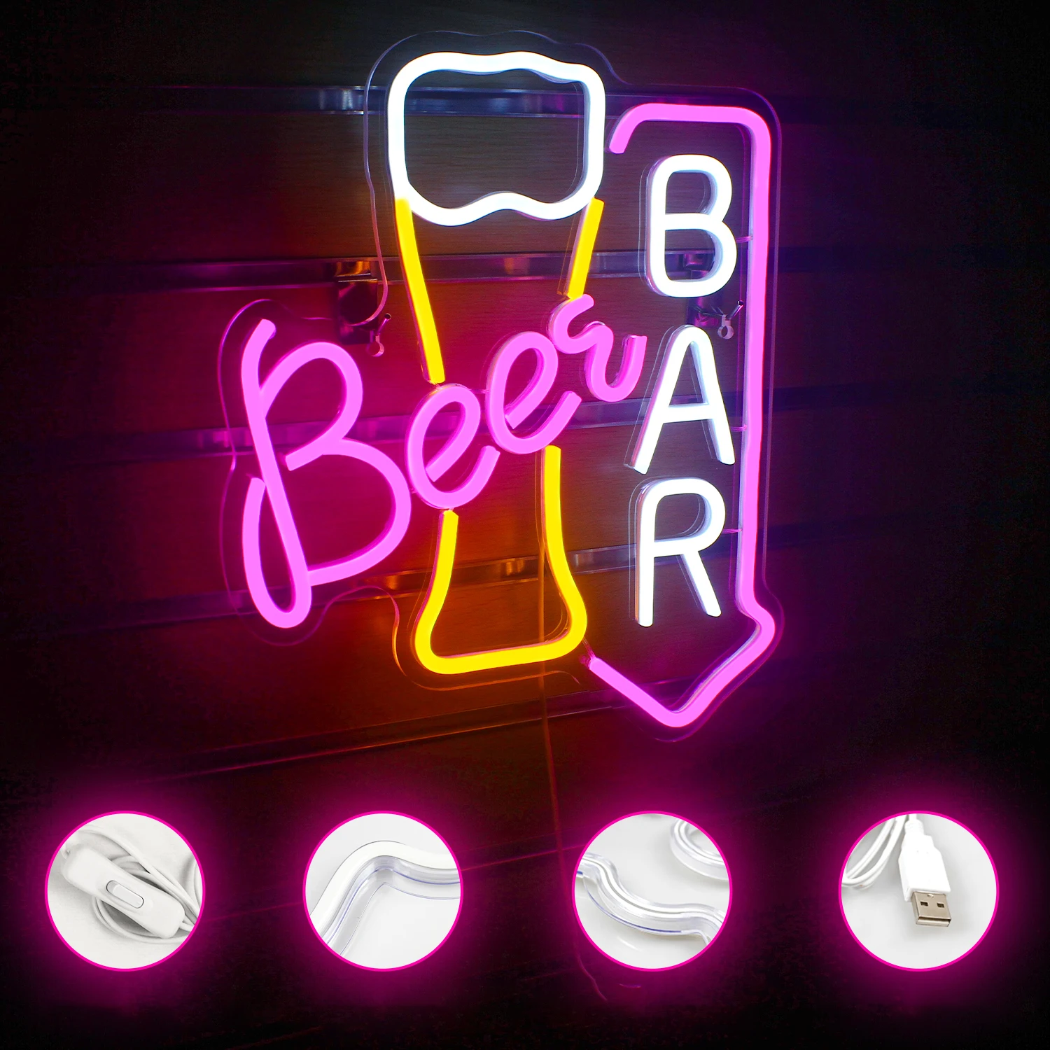 Beer Bar Sign Light Up Bar Signs For Wall Hanging Decor For Home Bar Cart Restaurant Man Cave Cafe Club Party