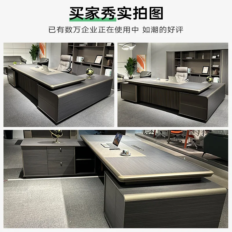 طاولة رئيس فاخرة خفيفة، مكتب، طاولة رئيس حديثة بسيطة، طاولة كبيرة من الدرجة الأولى، كرسي، أثاث راقي #5