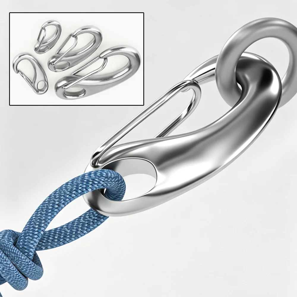 304/316 Stainless Steel Egg Shape Spring Snap Multifunctional Hiking Camping Belt Carabiner Quick Release Hook 10Pcs/6Pcs/1Pcs