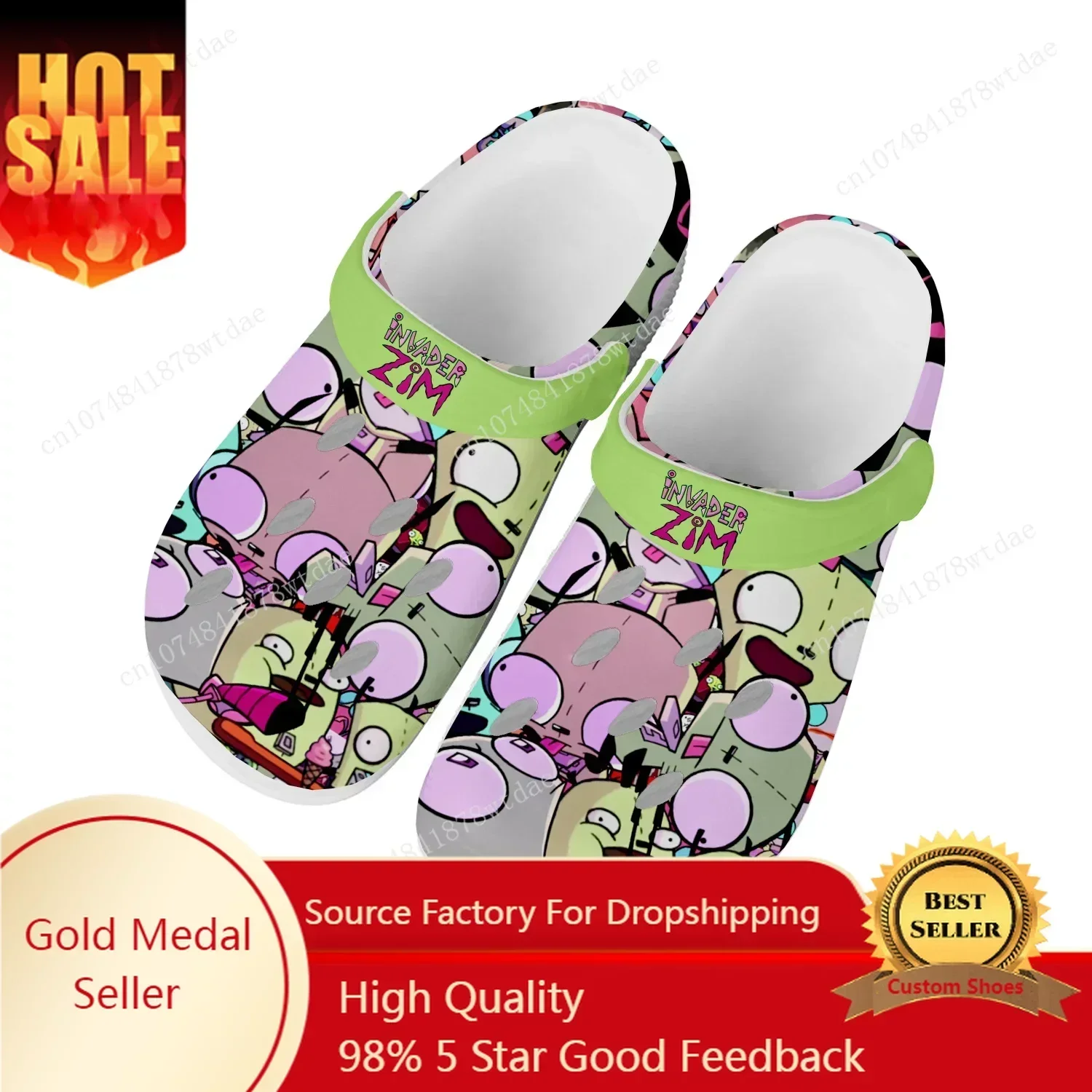 

Z-Zim Home Clogs Men Women Teenager Customize Water Shoe I-Invader Anime Cartoon Manga Comics Garden Beach Hole Slippers Sandals