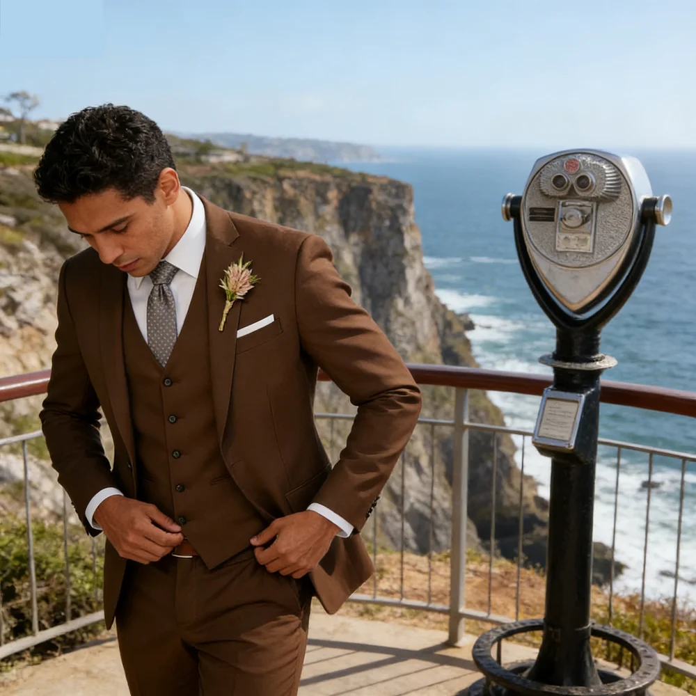 

Men's Formal Wedding Ternos High-End Slim Fit 3-Piece Business Casual Suit for Dance Party Smok