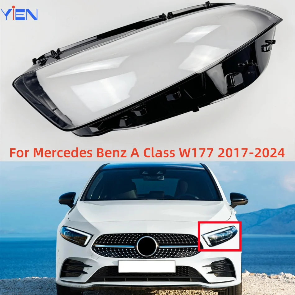 

For Mercedes Benz A Class W177 2017-2024 Car Acesssories Transparent PC Material Headlight Glass Shell