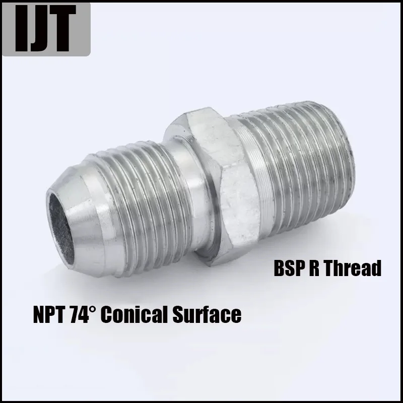 Prosta gwint męski BSP do NPT 7/16 9/16 U3/4 7/8 74 ° Zewnętrzny stożek/brytyjskie złączki rurowe Adapter Złącze hydrauliczne