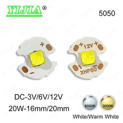 High Power 20W LED XHP50 Chips White Warm White 3V 6V 12V With 20mm 16mm Copper Plate 1.5A 3A 6A For DIY Flashlight Car Lights
