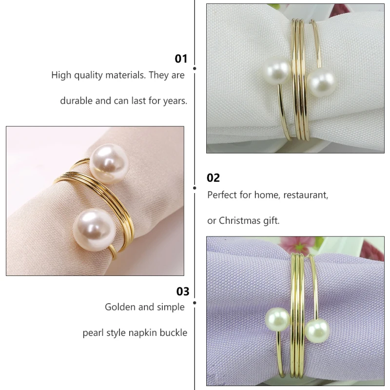 1 pcs pearl napkin buckle, silver hoop hotel party table decoration napkin rings, napkin circle new