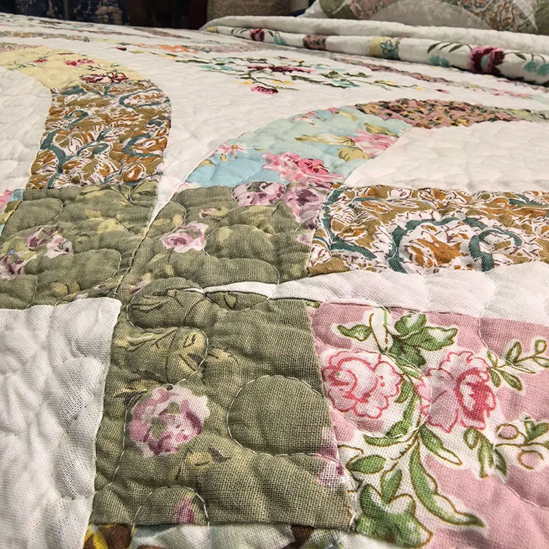 New Handmade Patchwork Quilt 100% Cotton Quilted Bedspread 3Pcs Real Patchwork Pattern Stitched Bedding Coverlet Home Decor