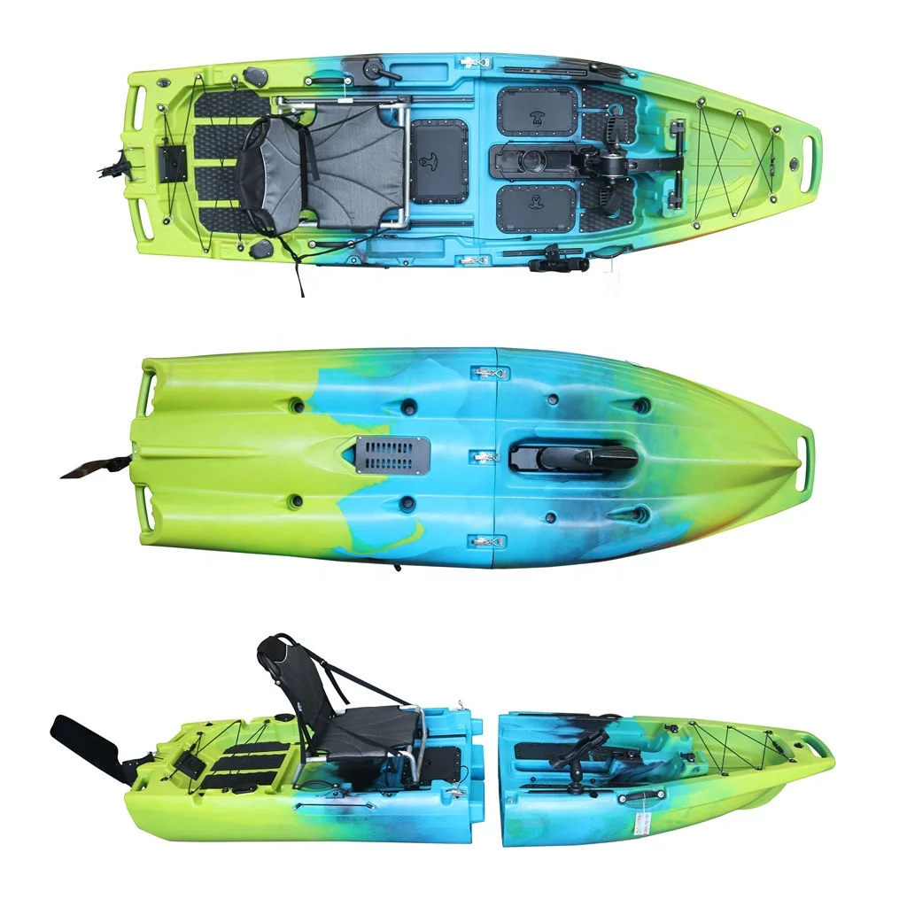 Vicking 9.5FT HDPE Modular Kayak/Canoa Novo Design 1 Pessoa Pedal Drive Hélice Barbatanas Dobráveis Motor Destacável Rios de Pesca