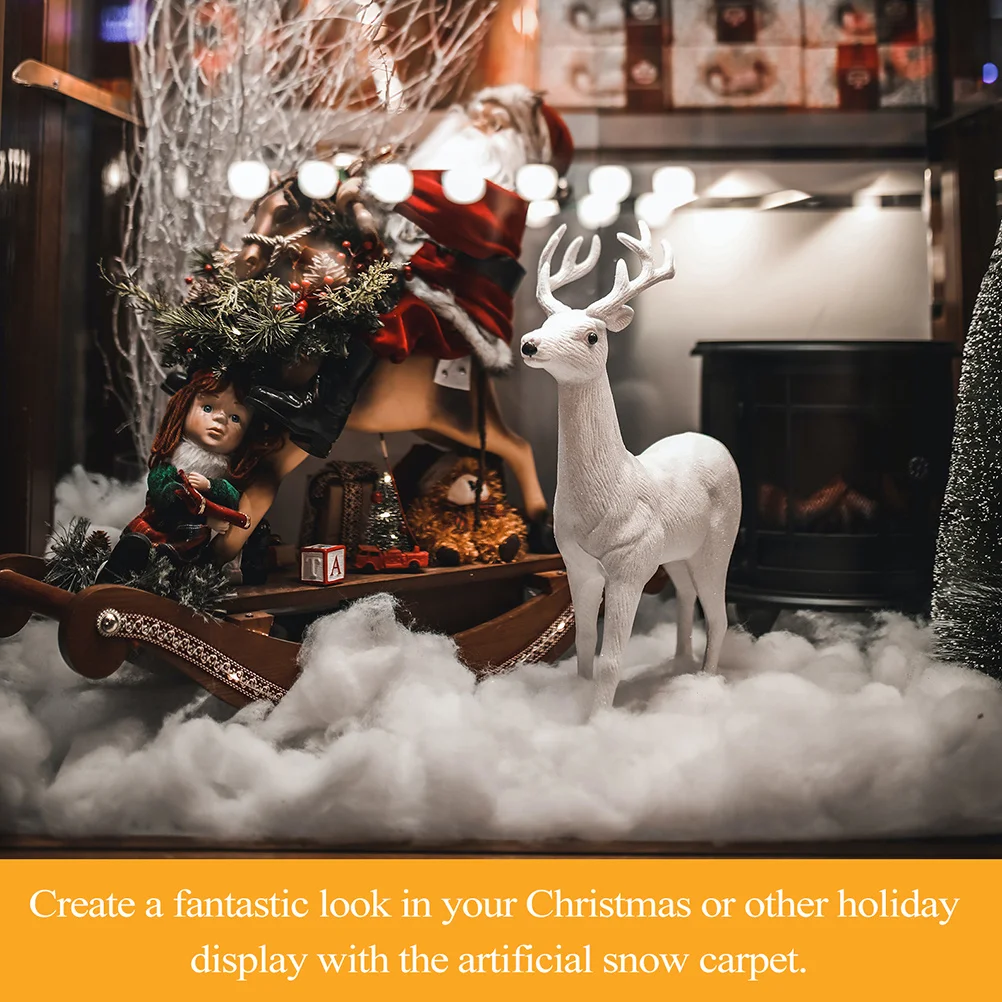 

Christmas Decor Snow Scene Decorative Blanket Cotton Fake Xmas Carpet Prop White