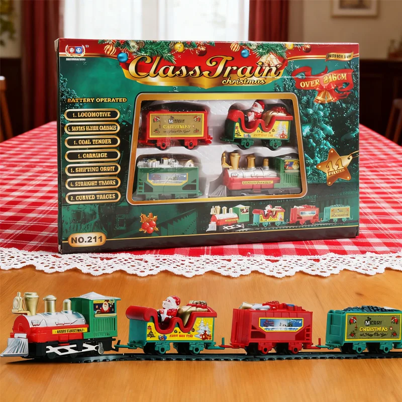 Nieuwe elektrische trein set mini kerstman treinwagon speelgoed creatieve decoratie kerstboom trein cadeau kinderen onderwijs speelgoed cadeau