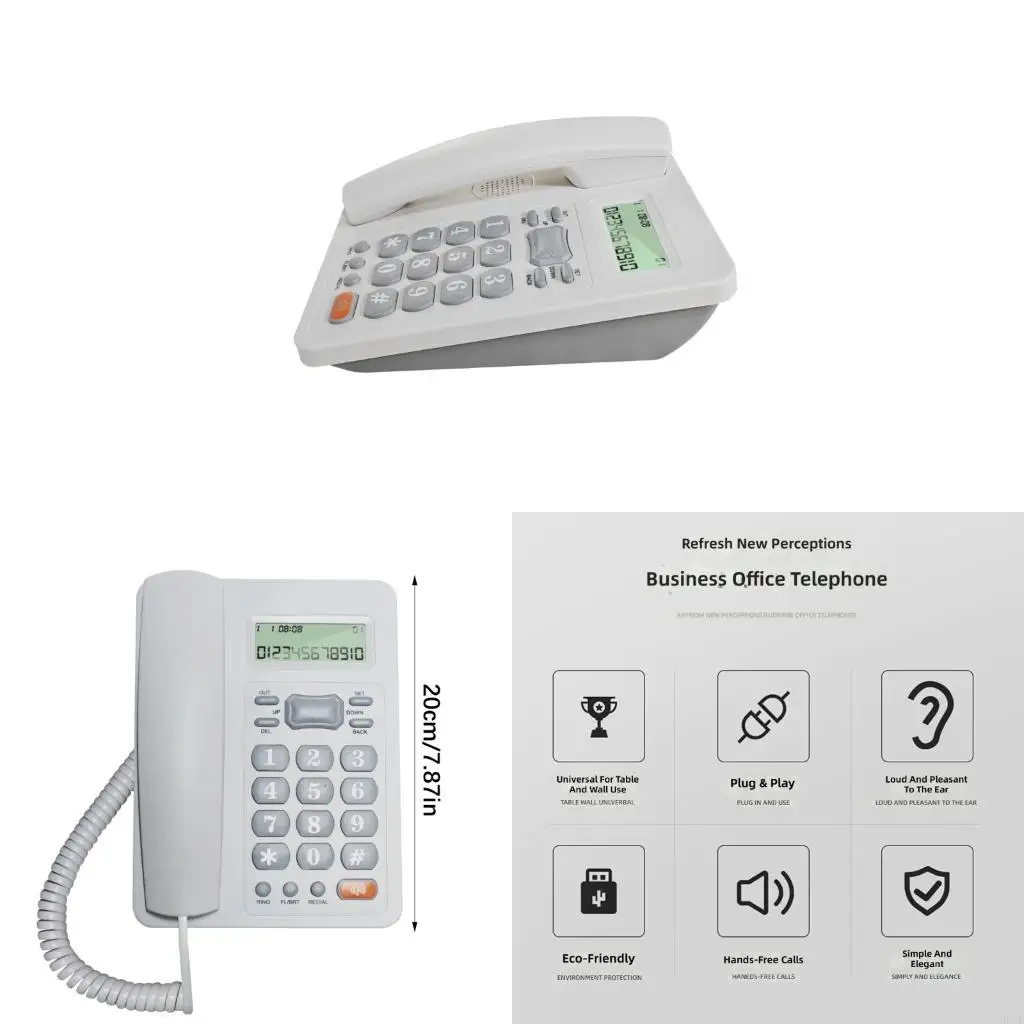 Wall Mountable Landline Phone with Caller Screen Not Requie Battery KX 8207CID H8WD