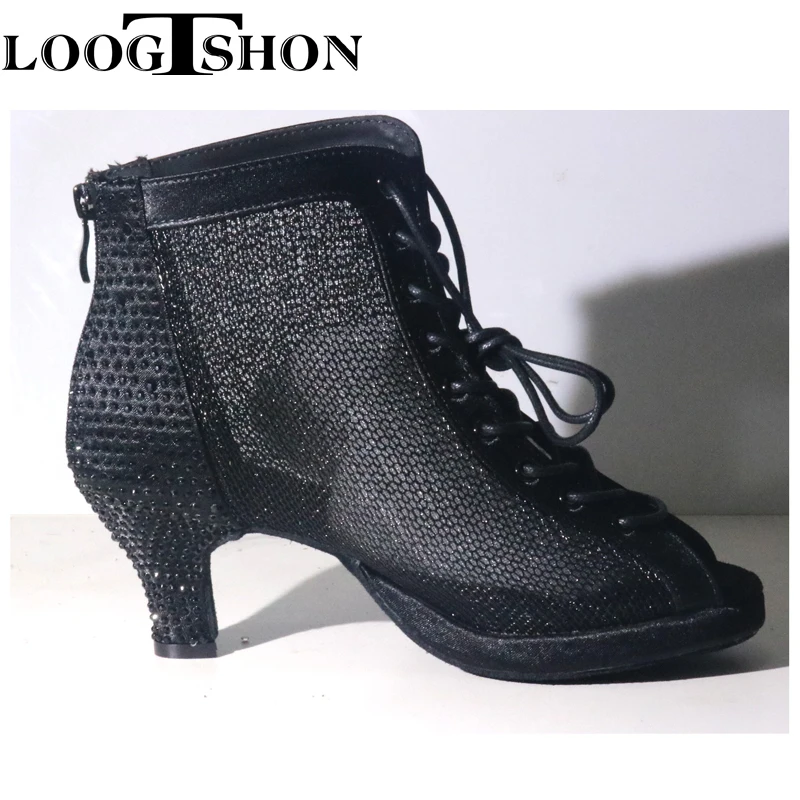 Loogtshon  Rhinestone Professional Latin Dance Heel 9CM  Lady Dance Shoes women shoes