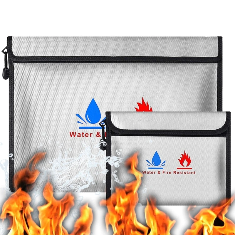 Fireproof Document Bag, Fireproof Waterproof Money Bag File Bag with Zipper