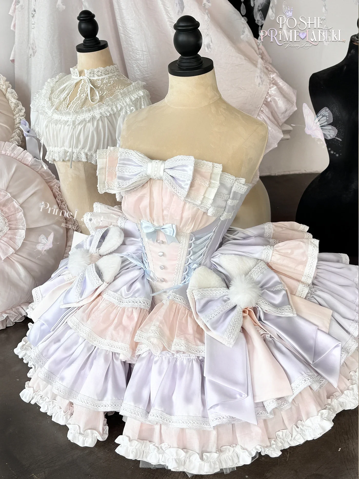 Robe de Princesse en Fourrure pour Femme, Tenue de Soirée, Rose, Violet, Nministériels d, Lolita, Tube Top, Douce, Sans Bretelles, Nouvelle Collection