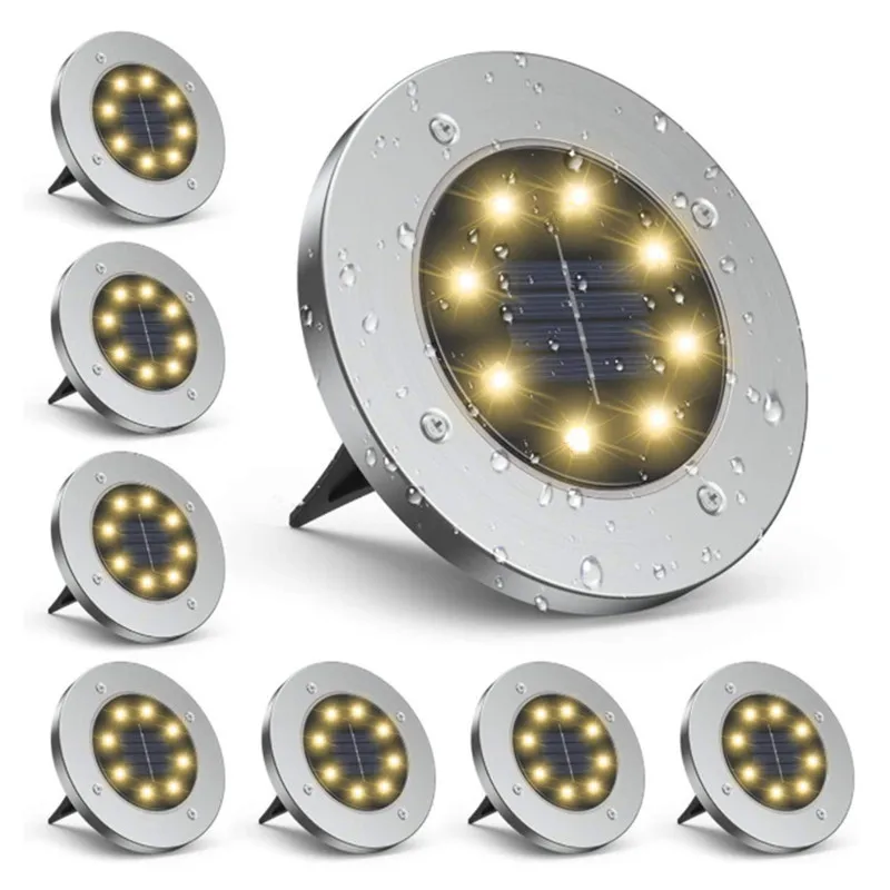

Sunlight Power Disk Light Outdoor Solar Lights 1/4pcs Buried Garden Decor 8LED Lamp Underground Yard Lawn Spotlight