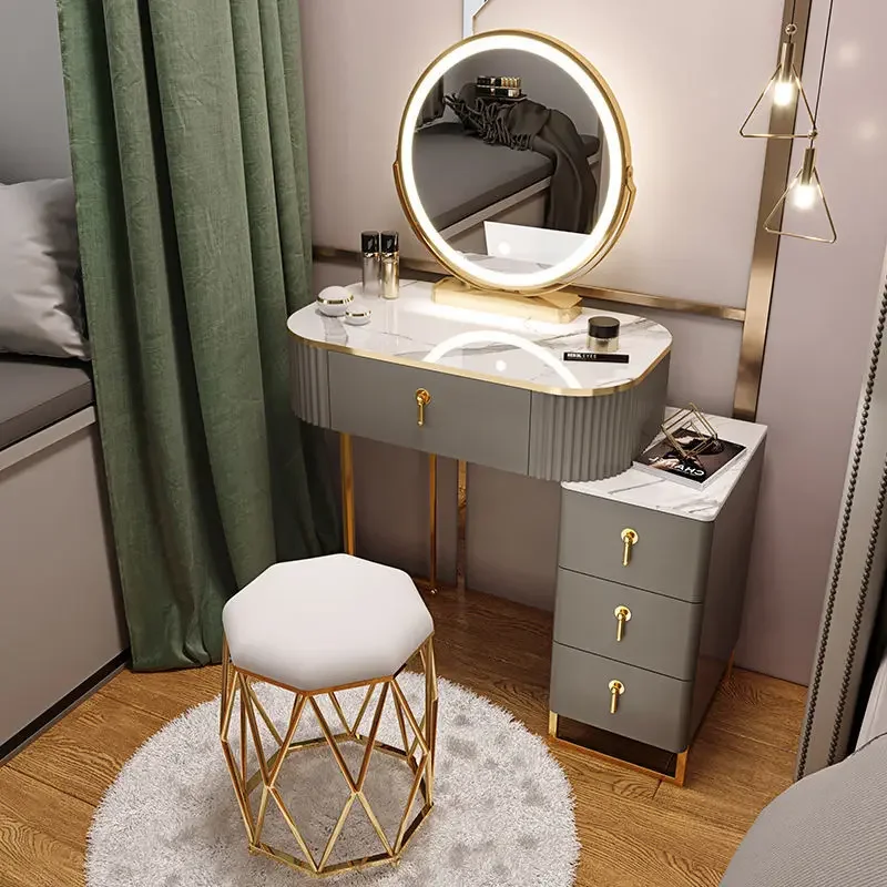 Light Luxury Dressing Table Bedroom Small Apartment Modern Storage Cabinet Household Furniture Makeup Table Set