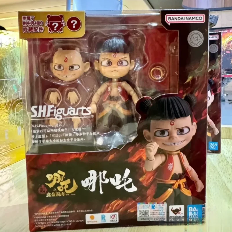 Original bandai s.h. figuarts nezha nascimento do demônio ne zha ao bing figuras de ação china anime brinquedo ornamento modelo brinquedos presente