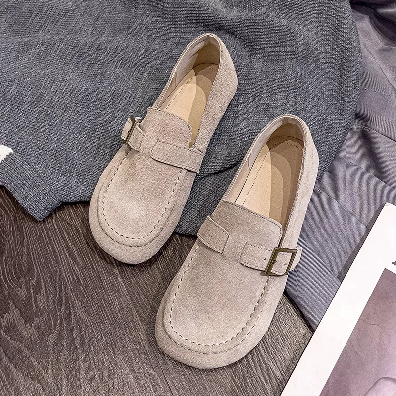 2024 New Fashion Cow Suede Flats Soft Soles Moccasins Daily Slip-On Women Shoes Outdoor Driving Loafers Comfortable Casual Shoes