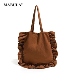 MABULA Ruffled Women's Casual Shopper Handbag Ruched Chic Ultra Thin Shoulder Hobo Purse Large Capacity Tote Bag for work