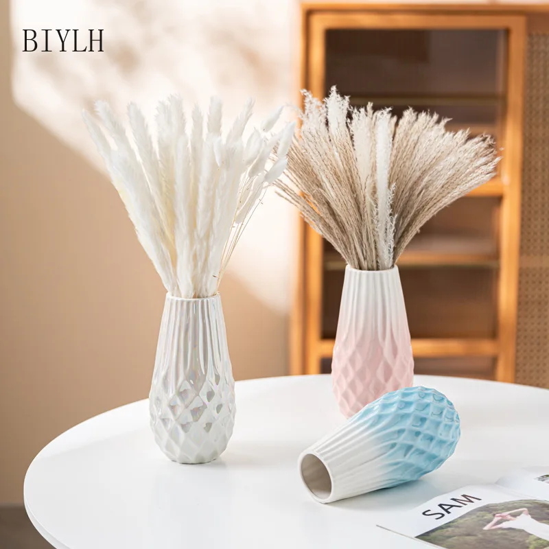 BIYLH Ceramic Vase Table Flower Arrangement Ornaments Nordic Home Decoration Vase Wedding Holiday Photography Props Simple Gift