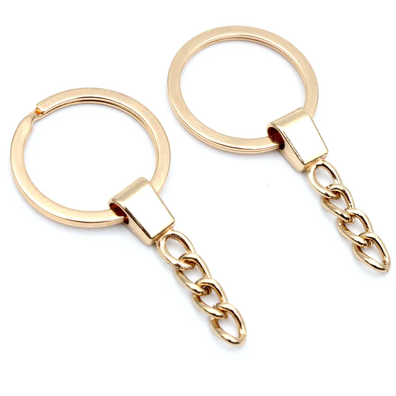 10pcs/lot Key Ring ( Ring Size: 30mm ) Key Chain Rhodium Bronze Gold Plated 50mm Long Round Split Keychain Keyrings Wholesale