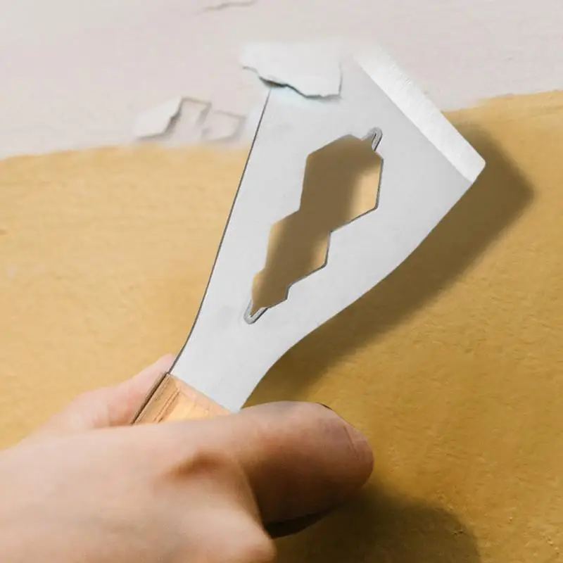 Stainless Steel Paint Scraper Multifunctional Stainless Steel Drywall Scraper Portable Scraper With Wooden Handle Wear-Resistant
