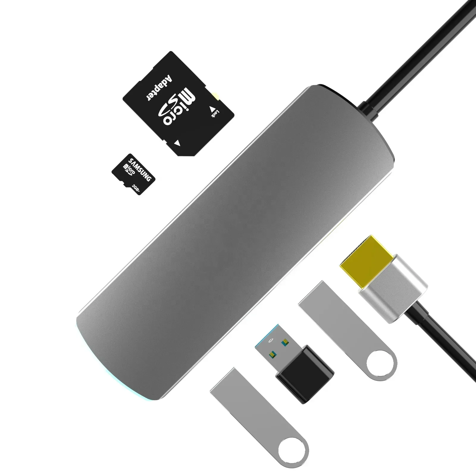 

6 in 1 Type C Hub Type C to USB 3.0 Hub Splitter Adapter SD/TF Card Reader OTG Combo Converter for M0000acbook Pro 13"15"