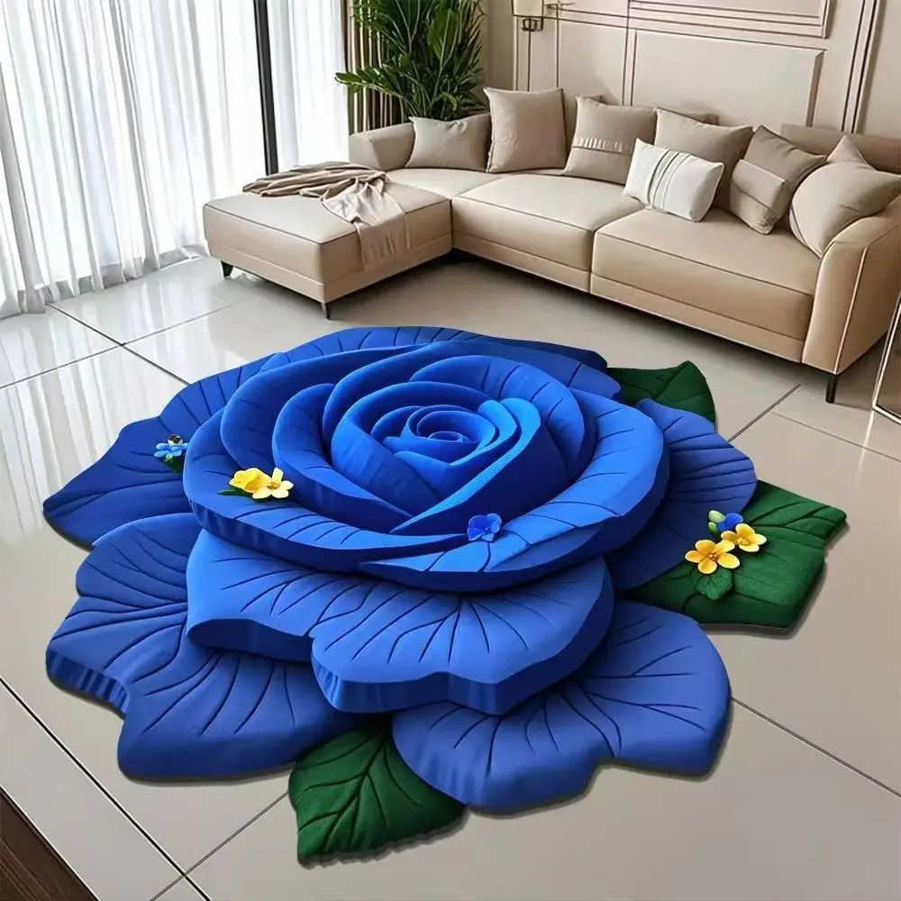 

Washable Special-shaped Flower Carpet Non-slip Absorbent Rose Floor Mat Home Decor Quick Dry Blanket for Living Room Bedroom