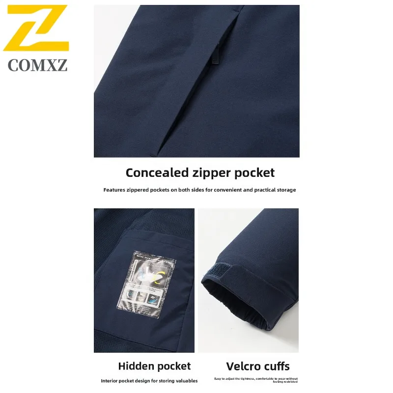 سترة COMXZ الخارجية بغطاء للرأس للرجال لتسلق الجبال مقاومة للرياح للدراجات النارية، ملابس خريفية خفيفة الوزن على طراز الشارع غير رسمية #6