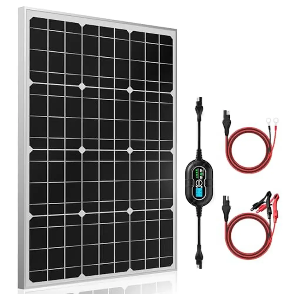 12V 50W Solar Panel Kit High Efficiency Ultra-Smart MPPT Charge Controller Trickle Charger Boat Car RV Powersport Camper