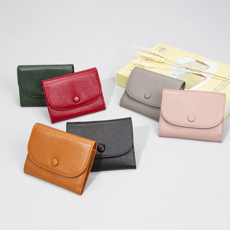 

Маленький кошелек, мини-простой однотонный новый кожаный кошелек для монет внутри и снаружи, кожаный женский кошелек для монет