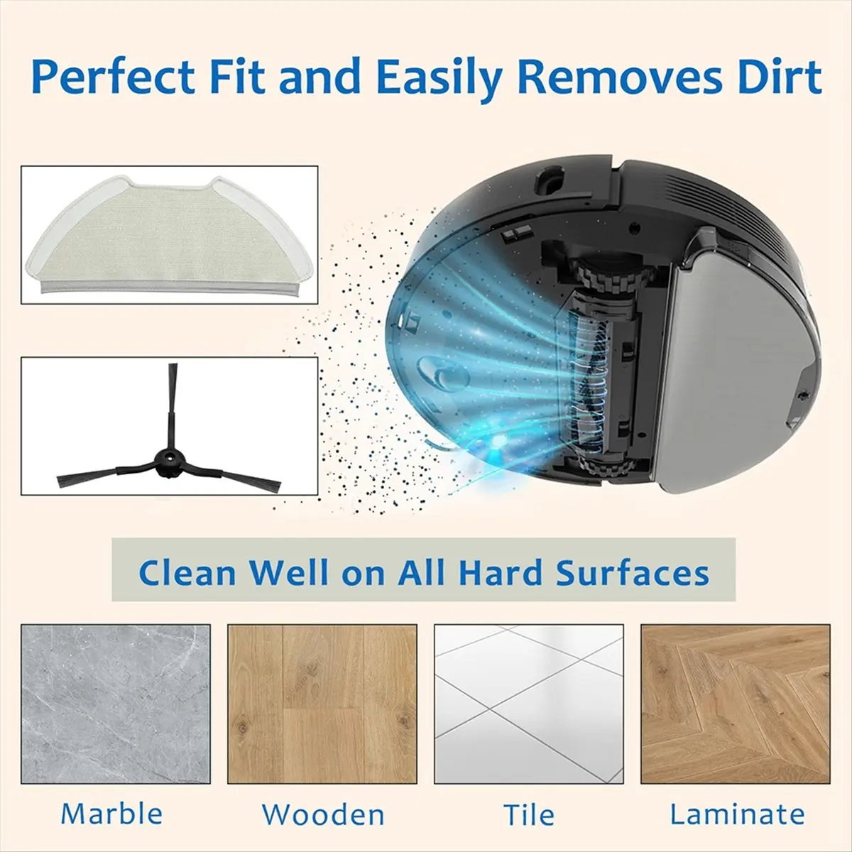 (ESTR) For Tapo RV30/RV20 Robot Vacuum Cleaner Replacement Parts Filter, Mop, Side Brush Spare Parts