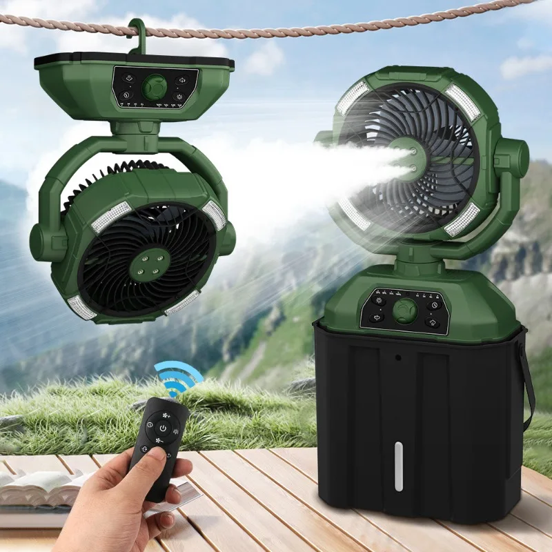 Outdoor Camping Fan, 20,000 MAh Portable Air Conditioner Mist Fans 6L Water Tank Rechargeable Battery Operated 4 Spray Nozzles