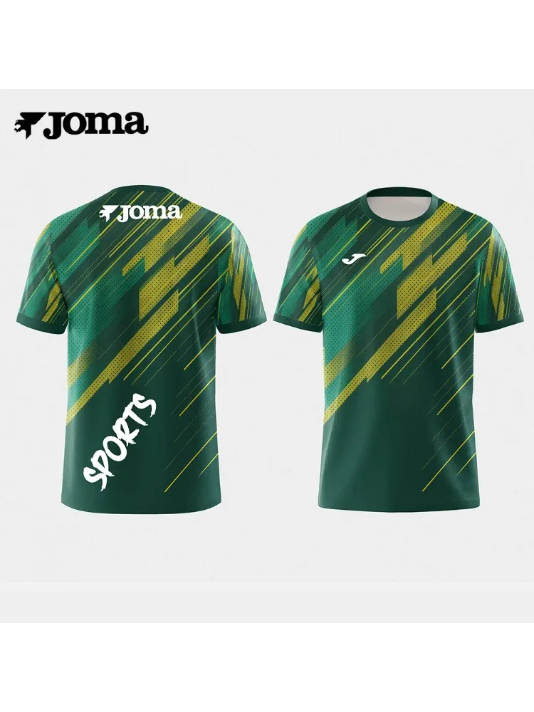 ملابس رياضية لكرة القدم للرجال بأكمام قصيرة مطبوعة ثلاثية الأبعاد من JOMA Summer Polish، ملابس تي شيرت للجري سريعة الجفاف وجيدة التهوية #4